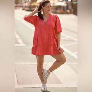 Anthropologie Daily Practice Pink Relaxed Tiered Mini Dress Size Small NWT